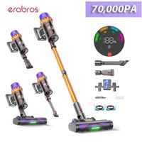 aspiradora inalambrica erabros ev5 motor de 550w succion de 70kpa bateria de 80 minutos pantalla led aspiradora de mano para el hogar pelo de mascotas y alfombras
