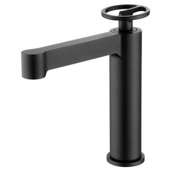Grifo Monomando Para Lavabo En Latón Negro Opaco Con Cartucho Cerámico Y Flexibles