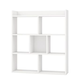 Costway Estantería Abierta de 7 Cubos de Madera con Dispositivos Antivuelco Estante Organizador de Piso para Dormitorio Sala de Estar