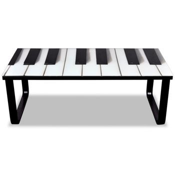 Mesa De Café | Mesa De Centro Con Superficie Con Estampado De Piano