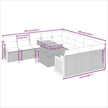 Conjunto De Mobiliario De Ocio Al Aire Libre (incluye Cojines, Juego De 11 Piezas)