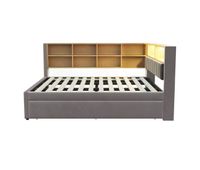sofa cama 140x200 - cama extensible 90x190 con luces led enchufes y compartimentos sofa multifuncional cama individual flanela - gris oscuro