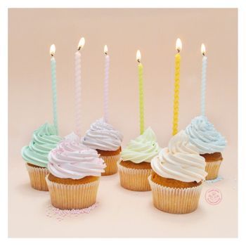 12 Velas Largas Torcidas De Colores Pastel - 12 Cm