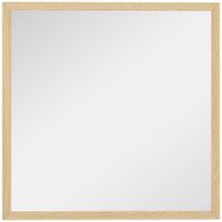 homcom espejo mural cuadrado 50 x 50 cm marco en madera natural ideal para bano salon o dormitorio   aosom espana