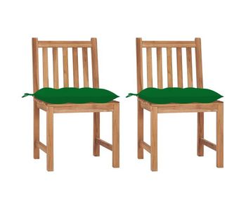 Sillas de jardin 2 unidades madera maciza de teca con cojines