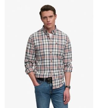 Superdry para hombre. M4011197A Camisa Lumberjack blanco (M), Casual, Algodón, Manga larga