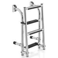 costway escalera plegable de 3 escalones antideslizante con escalones de pvc resistentes adaptador de piso clips escalera de acero inoxidable