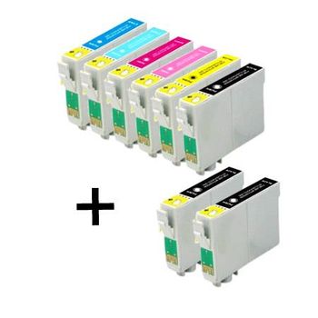 Compatible Multipack Epson Stylus Photo RX320 Printer Ink Cartridges (8 Pack) -C13T04814010