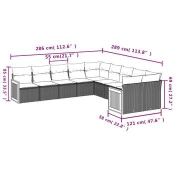 Conjunto De Salón (10 Piezas, Con Cojines Negros)
