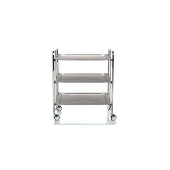 Carrito Auxiliar Plegable Bauhaus Cromado Con Ruedas – 3 Niveles Y 3 Posiciones,,fresno