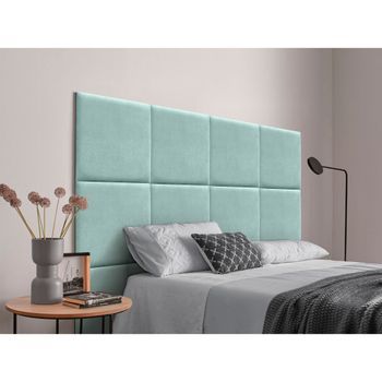 Dhome Cabecero Tapizado Para Camas De 220cm Compuesto De Paneles Autoadhesivos Intercambiables De Tela Acualine Cama Lujo Dormitorio Acolchado (verde