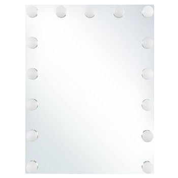 Espejo De Tocador De Pared Con Led Blanco 40 X 50 Cm Rectangular Estilo Hollywood Lucenay