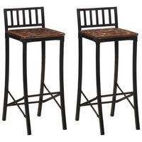 taburetes de bar x2 sillas altas diseno rustico en madera recuperada multicolor dec029338