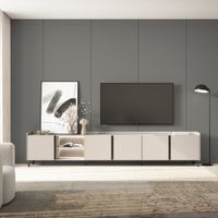 mueble tv efecto madera beige 309x35x61cm con patas