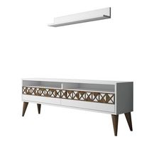 mueble tv con estante line blanco