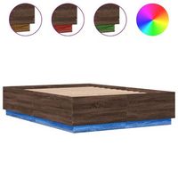 estructura cama con luces led madera marron roble 120x200 cm vidaxl