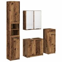 juego de muebles de bano  armario de bano con cajon 4 piezas madera vieja
