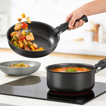 Set básico de cocina para 6 personas, 41 piezas, gris/negro