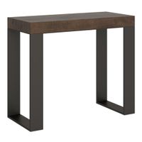 consola extensible 90x40300 cm efecto madera nogal y hierro