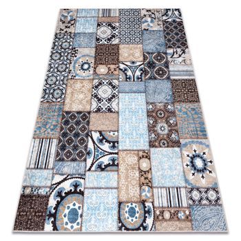 Alfombra Lavable Miro 51913.802 Patchwork Antideslizante - Azul / Marr 200x290 Cm