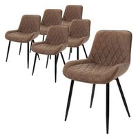 set 6x sillas de comedor 84 cm imitacion cuero marron ml-design