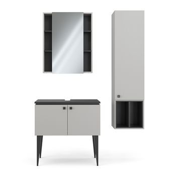 Conjunto De Muebles De Baño Gerta 3 Partes, Mueble Alto 1 Puerta Vicco