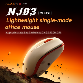 Ratón inalámbrico para oficina Ajazz NJ03 con botón de sonido y luz, conexión 2.4G, DPI 1000, 125 Hz, ligero, ideal para la oficina.