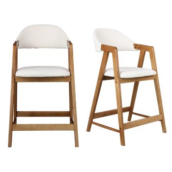 Silla de bar de tela color crudo y fresno (x2)