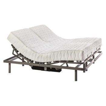 Cama Articulada Eléctrica Doble Emparejada De Matrimonio Con Colchón Luka - 150cm X 190cm - Mando Con Cable