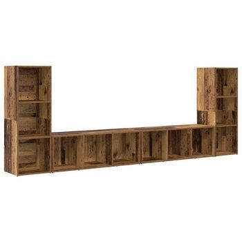 Conjunto De Mueble De Tv 4 Uds | Mueble De Salón | Gabinete De Tv Madera Vieja 37 X 35 X 107 Cm