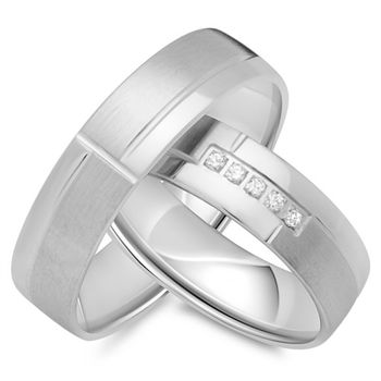 Alianzas 8 quilates oro blanco 5 diamantes