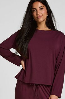 Hunkemöller Camiseta Pijama Manga Larga Jersey Morado