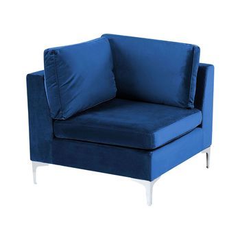 Módulo Esquinero De Terciopelo Azul Marino Rinconera Patas Metal Glamour Evja