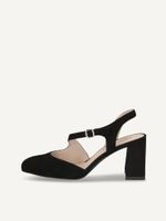 caprice sling pumps black made of leather with trapeze heel size 38