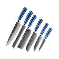 set de cuchillos de chef con 6 piezas estilo asco con diseno elegante y mango ergonomico con extremos de acero 355x3x85 cm color azul
