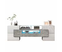 mueble tv 145 cm - diseno moderno superficie de vidrio elegante iluminacion led - blanco
