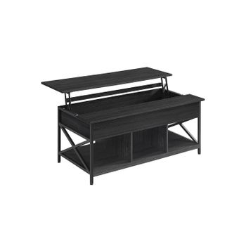 Mesa de Café con Tablero Elevable, Gris Carbón + Negro / 60 x 120 x (48-62) cm