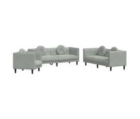 vidaxl juego de sofas con cojines 3 piezas terciopelo gris claro
