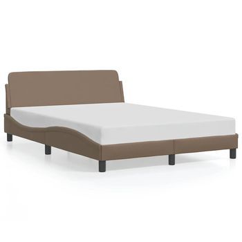 Cama Matrimonial | Cama Para Adultos | Estructura De Cama Cabecero Cuero Sintético Capuchino 140x190cm