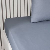 sabana bajera ajustable 100 algodon calidad 144 hilos en colores lisos denim 135x200cm