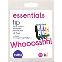 essentials hp364 cyan magenta yellow  black hp ink cartridges - multipack cyan
