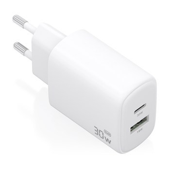 CARGADOR AISENS GAN 30W 1XUSB-C PD3.0 QC4.0 1XUSB-A QC3.0 BLANCO