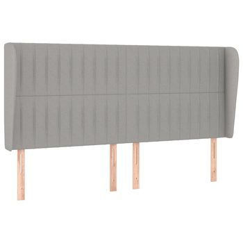 Cabecero Cama | Panel De Cabecera Con Orejas De Tela Gris Claro 163x23x118/128 Cm