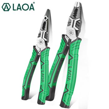 LAOA-Alicates de corte multifunción para electricista, herramientas manuales de prensado de Terminal de pelado de cables, 8 pulgadas