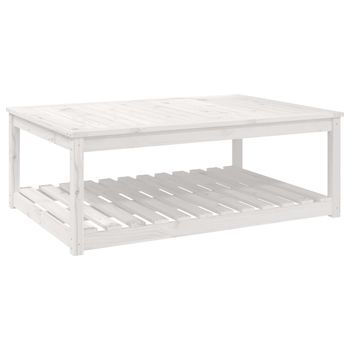 Mesa De Jardín | Mesa De Exterior Madera Maciza Pino Blanco 121x82,5x45 Cm