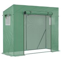 outsunny invernadero anti-uv 2 ventanas mosquiteras  barras de refuerzo 200x77x169 cm acero pe verde   aosom espana