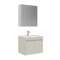 conjunto de mueble con lavabo y espejo 2 piezas  - 65 x 45 x 52 cm - cashmere