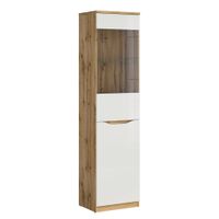 vitrina 1 puerta tableros de aglomerado laminados blanco y madera