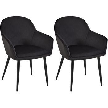 Set De 2 Sillas De Comedor Boise En Terciopelo Negro 60x60x84 Cm Clp
