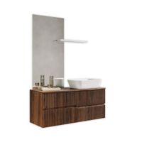 mueble de bano 4 piezas en mdf roble oscuro
